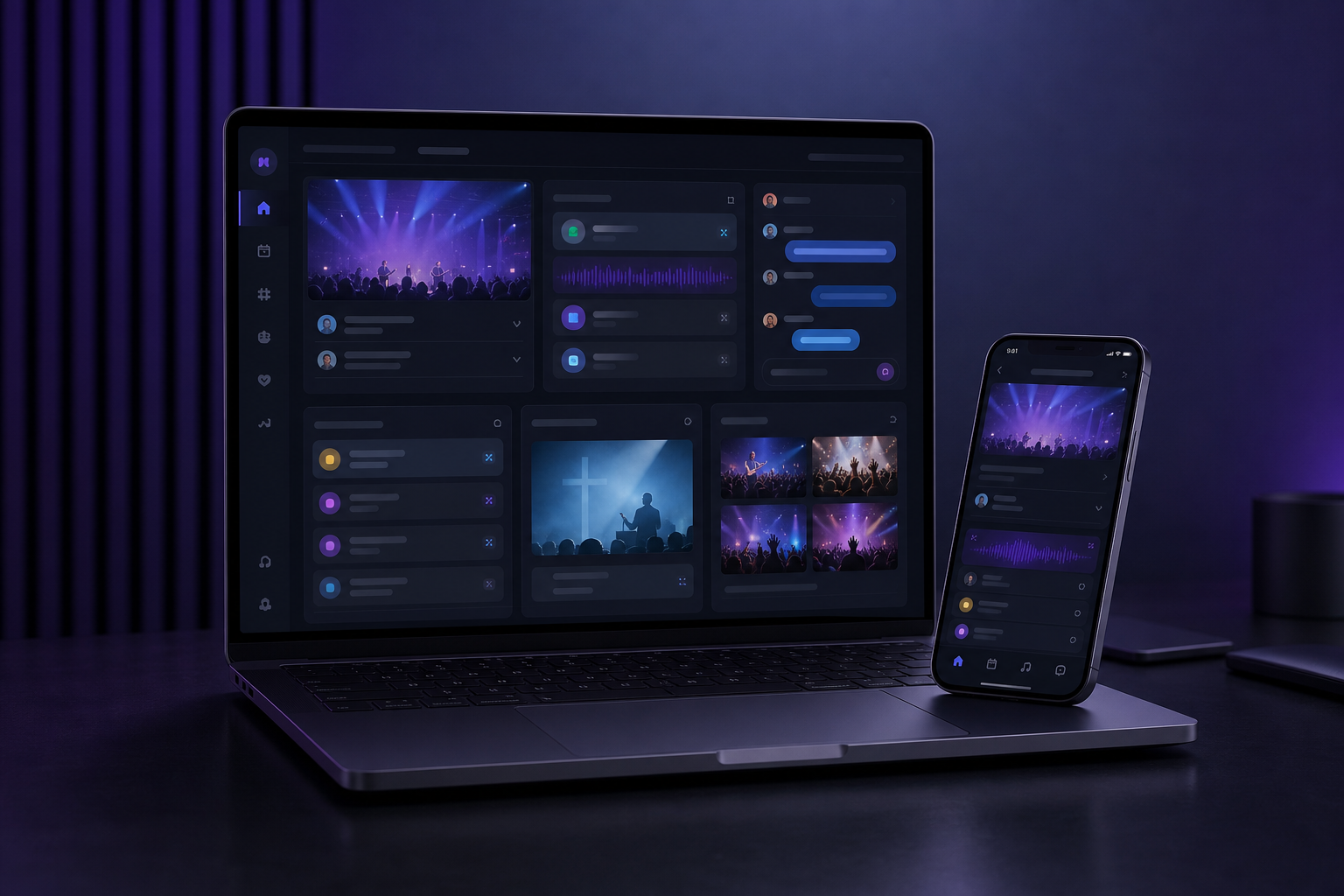 Mockup do sistema Your Praise em notebook e celular